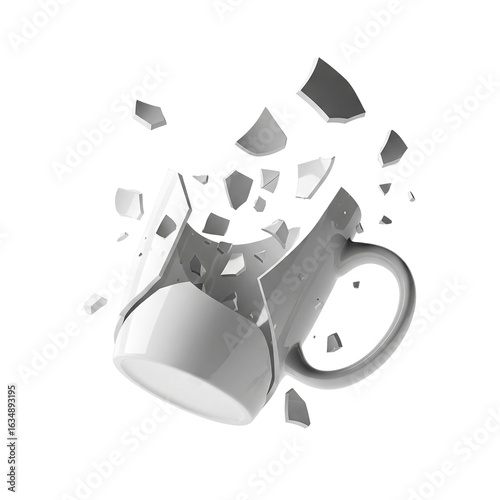 ceramic cup broken into pieces
