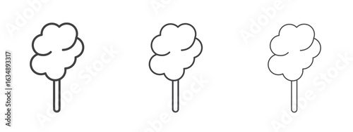 Cotton Candy icon in line art doodle style. Editable stroke outline sign, eps 10