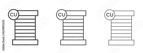 Copper icon in line art doodle style. Editable stroke outline sign, eps 10