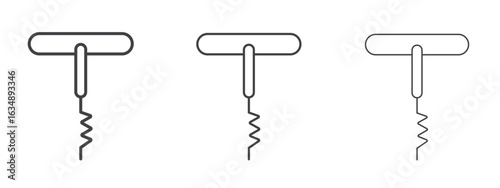 Corkscrew icon in line art doodle style. Editable stroke outline sign, eps 10