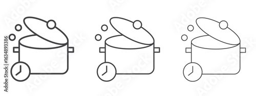 Cooking time icon in line art doodle style. Editable stroke outline sign, eps 10
