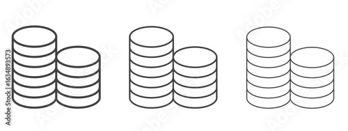 Coins stack icon in line art doodle style. Editable stroke outline sign, eps 10