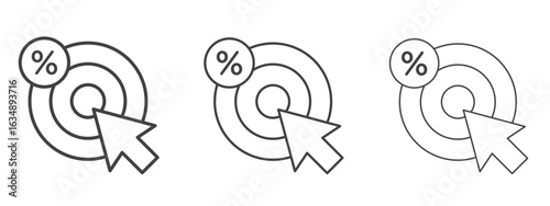 Click through rate icon in line art doodle style. Editable stroke outline sign, eps 10