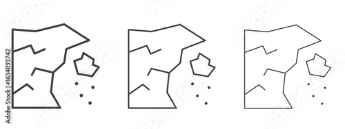Cliff icon in line art doodle style. Editable stroke outline sign, eps 10