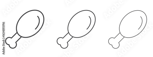 Chicken leg icon in line art doodle style. Editable stroke outline sign, eps 10