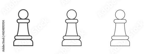 Chess pawn icon in line art doodle style. Editable stroke outline sign, eps 10