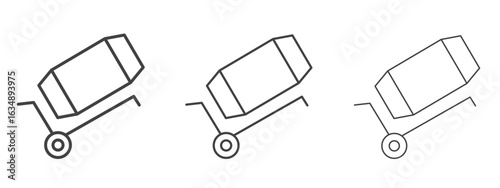 cement mixers icon in line art doodle style. Editable stroke outline sign, eps 10