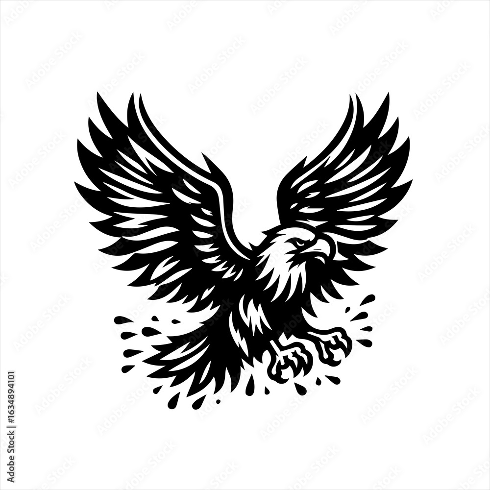 Obraz premium Majestic Eagle in Flight Black and White Design.