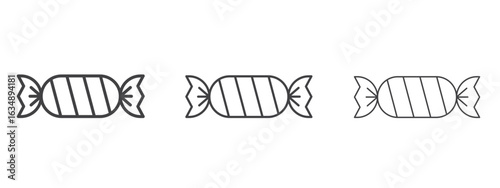 Candy icon in line art doodle style. Editable stroke outline sign, eps 10
