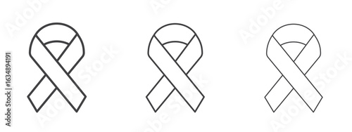 Cancer ribbon icon in line art doodle style. Editable stroke outline sign, eps 10
