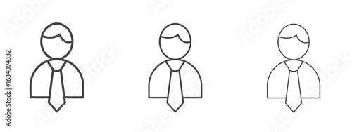 Businessman icon in line art doodle style. Editable stroke outline sign, eps 10