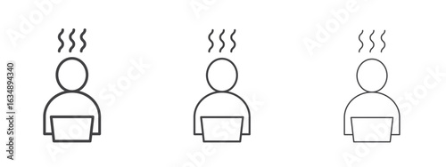 Burnout icon in line art doodle style. Editable stroke outline sign, eps 10