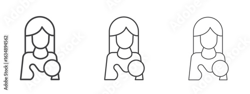 Breastfeeding icon in line art doodle style. Editable stroke outline sign, eps 10
