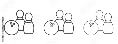 Bowling icon in line art doodle style. Editable stroke outline sign, eps 10