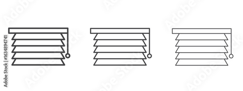 Blinds icon in line art doodle style. Editable stroke outline sign, eps 10