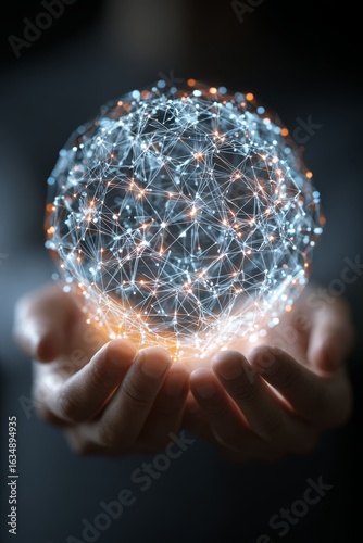 Futuristic global business networking digital sphere visual representation innovative environment close-up connectivity concept