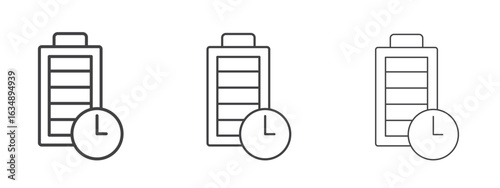 Battery life icon in line art doodle style. Editable stroke outline sign, eps 10