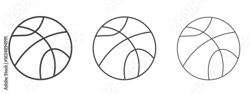 Basketball icon in line art doodle style. Editable stroke outline sign, eps 10