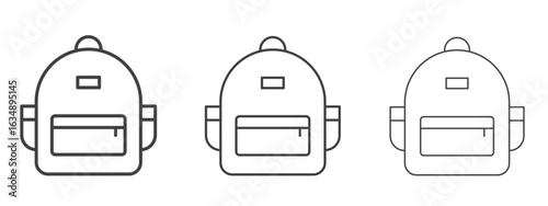 Backpack icon in line art doodle style. Editable stroke outline sign, eps 10