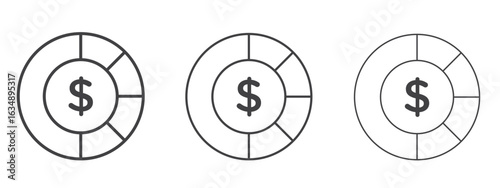 Asset allocation icon in line art doodle style. Editable stroke outline sign, eps 10