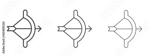 Archery icon in line art doodle style. Editable stroke outline sign, eps 10