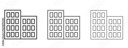 Apartment icon in line art doodle style. Editable stroke outline sign, eps 10