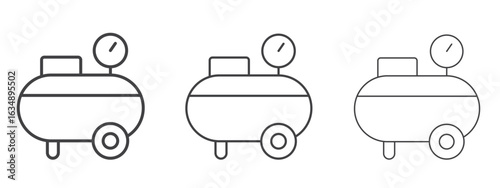Air compressor icon in line art doodle style. Editable stroke outline sign, eps 10