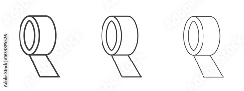 Adhesive tape icon in line art doodle style. Editable stroke outline sign, eps 10