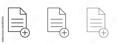Add document icon in line art doodle style. Editable stroke outline sign, eps 10