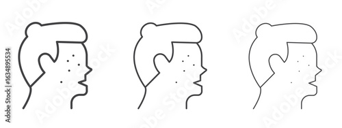 Acne icon in line art doodle style. Editable stroke outline sign, eps 10