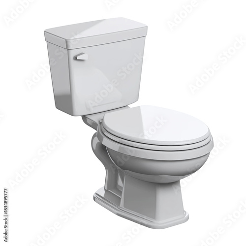Modern white toilet with lid and tank isolated on transparent background