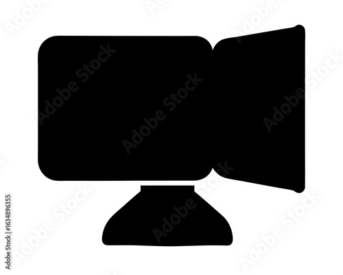 Simple Solid Black Video Camera Icon for Recording and Film Making