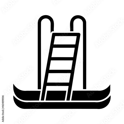 Water Slide Silhouette With Ladder and Curved Base for Fun Activities