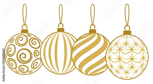 Golden Christmas ball set, including baubles and holiday ornaments, designed to add festive elegance to holiday decorations.