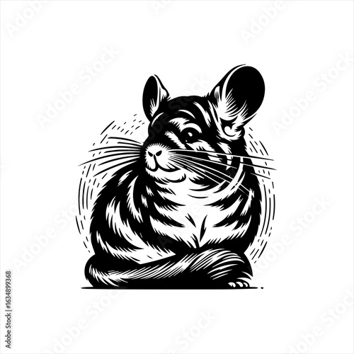 Stylized Black and White Chinchilla Portrait 2.
