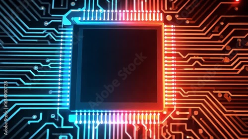 Abstract Technology Circuit Board:  Digital Microchip Glow