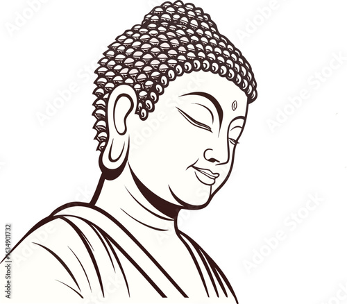 Buddha Face, Sitting Buddha, and Meditating Buddha Vector Illustration