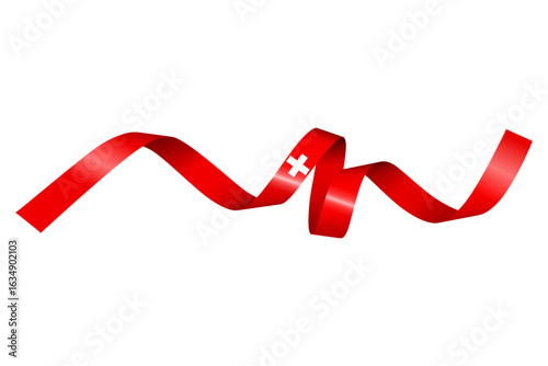 Set of flag ribbon with colors of Switzerland for independence day celebration decoration