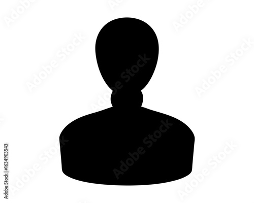 Silhouette of a person with a ponytail and broad shoulders in black