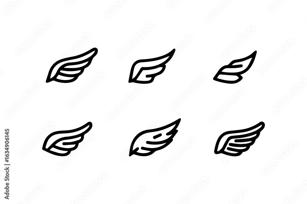 Fototapeta premium Stylized wing designs showcase elegance and motion, perfect for various projects