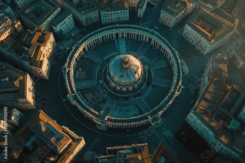 Wallpaper Mural St Peter Square aerial drone shot reveals architecture and surrounding cityscape in Rome, rome aerial shot drone fly orbit on st peter square basilica at sunrise Torontodigital.ca