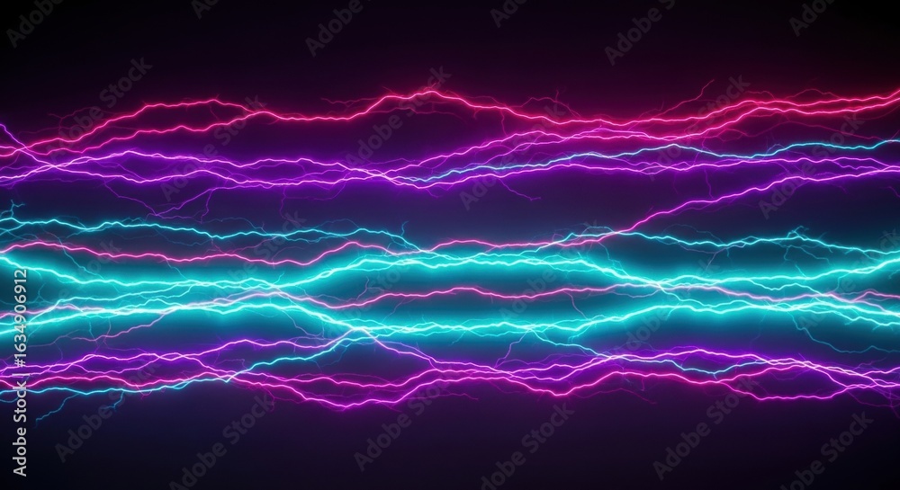 Fototapeta premium Vibrant neon electric bolts in dynamic blue and pink colors