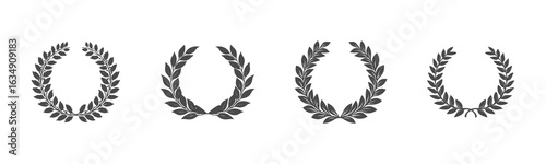 Elegant laurel wreaths in varying sizes symbolize victory and achievement, showcasing sophistication and tradition