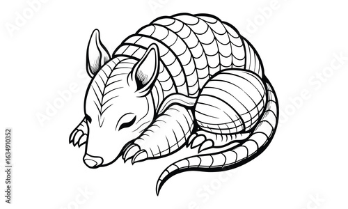 Armadillo t shirt design silhouette and vector line art, High-Quality Line Drawing Perfect for Relaxing Coloring Books, Printable Art Therapy, and Creative Mindfulness Sessions