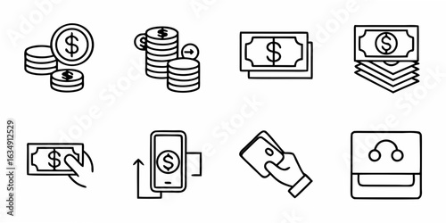 Collection of financial transaction icons