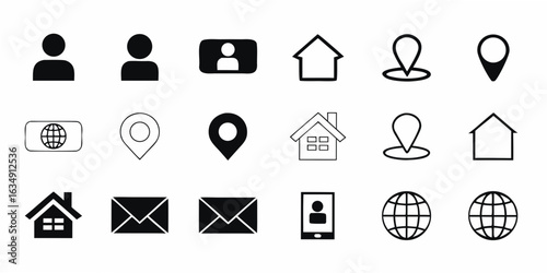 Collection of common contact and location icons