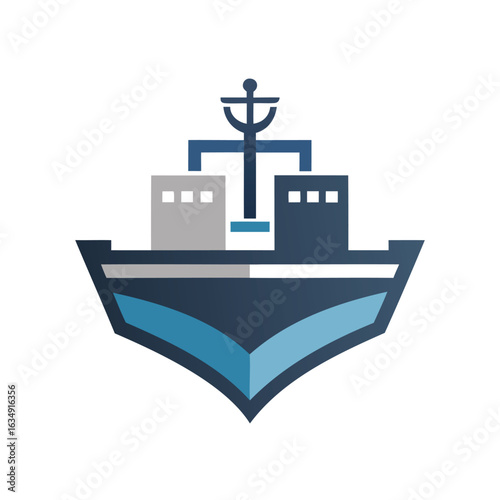 Modern cargo ship emblem