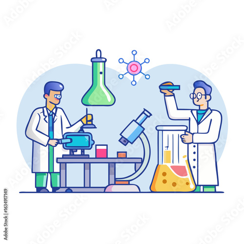 scientist in laboratory with test tubes