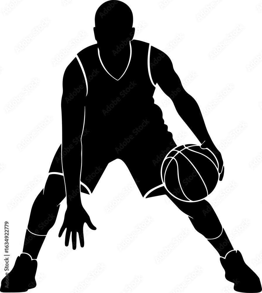 Fototapeta premium Basketball Player Dribbling the Ball Silhouette