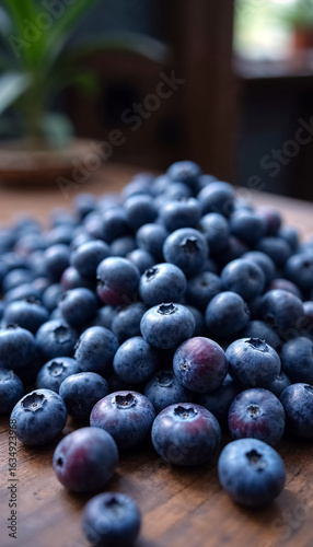 Wallpaper Mural Fresh Blueberries on Wooden Surface Torontodigital.ca